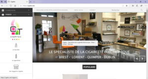 Intérieur d’un magasin Cigatec, apparaissant sur le site e-commerce de l’enseigne de cigarettes électroniques.