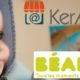 Bébé regardant le logo de la sociétés Béaba et le logo de KerAwen, logiciel de caisse pour magasin de puériculture.