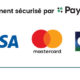 Symboles des principales cartes de paiement (visa, mastercards, carte bleue) précédés de la notification : "Paiement sécurisé par PayPlug."