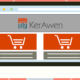 Écran d’ordinateur sur le lequel apparaissent deux caddies et le logo de KerAwen, logiciel de caisse pour e-commerce.
