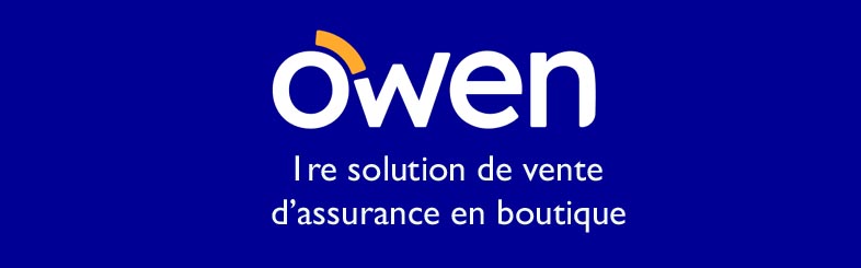 Owen (logo), première solution de vente d’assurance en boutique.