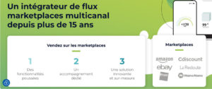 Capture d'écran du site Internet d’Iziflux présentant cette solution qui permet aux commerçants de mieux vendre sur les marketplaces.