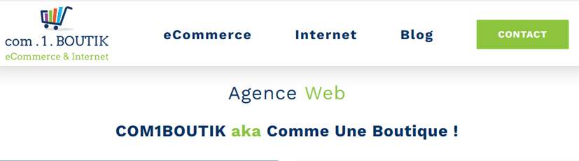 Site Internet de Com1Boutik, agence de création de sites e-commerce.